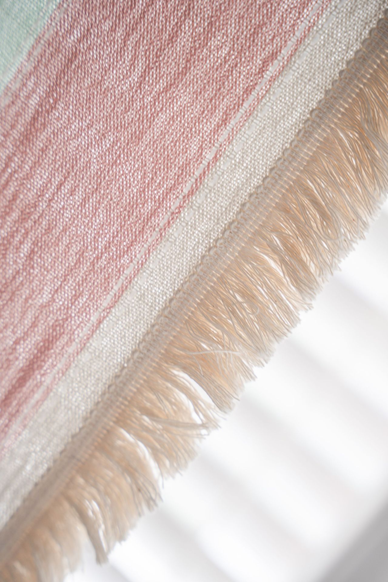 Pink stripes + white beard curtains