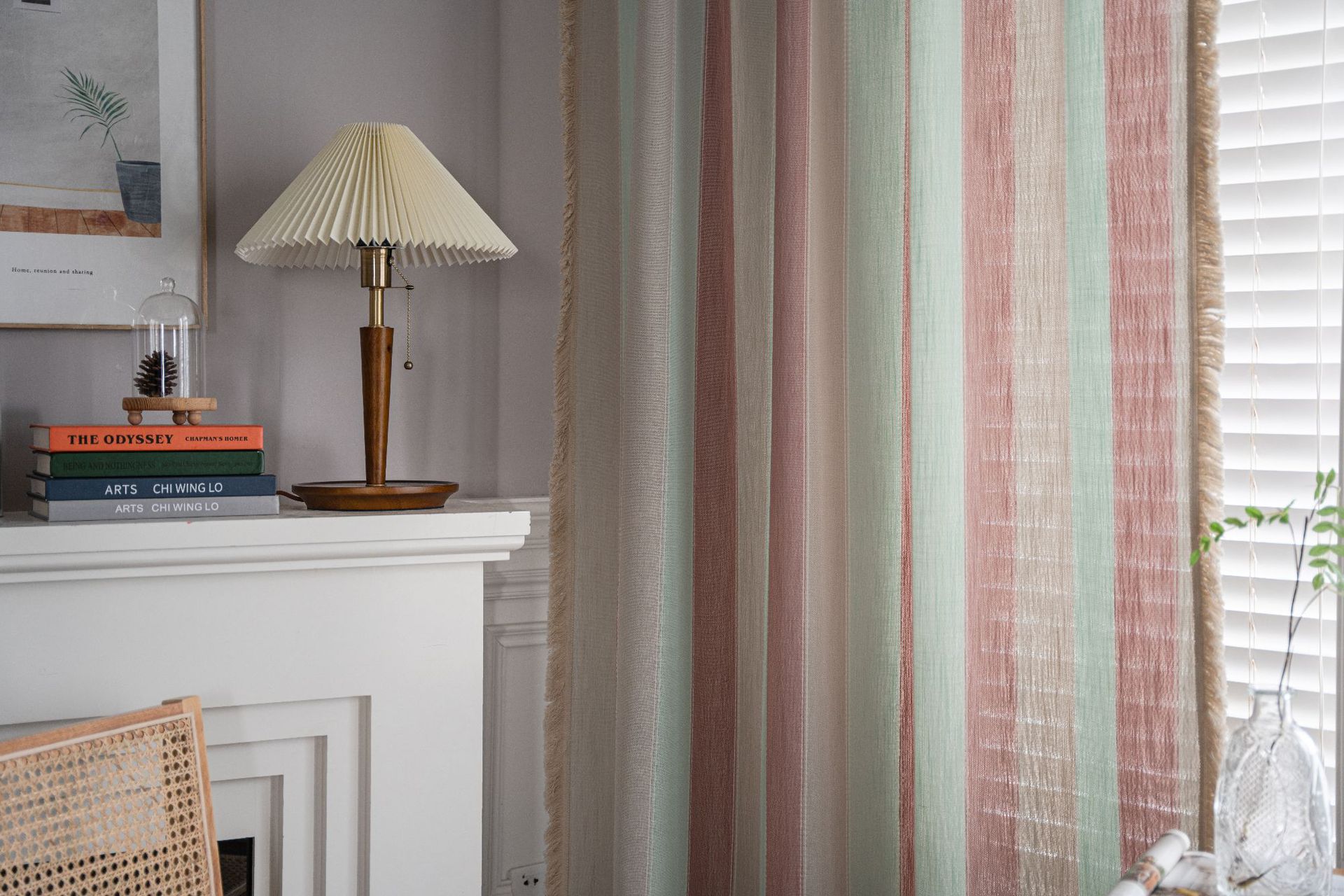 Pink stripes + white beard curtains