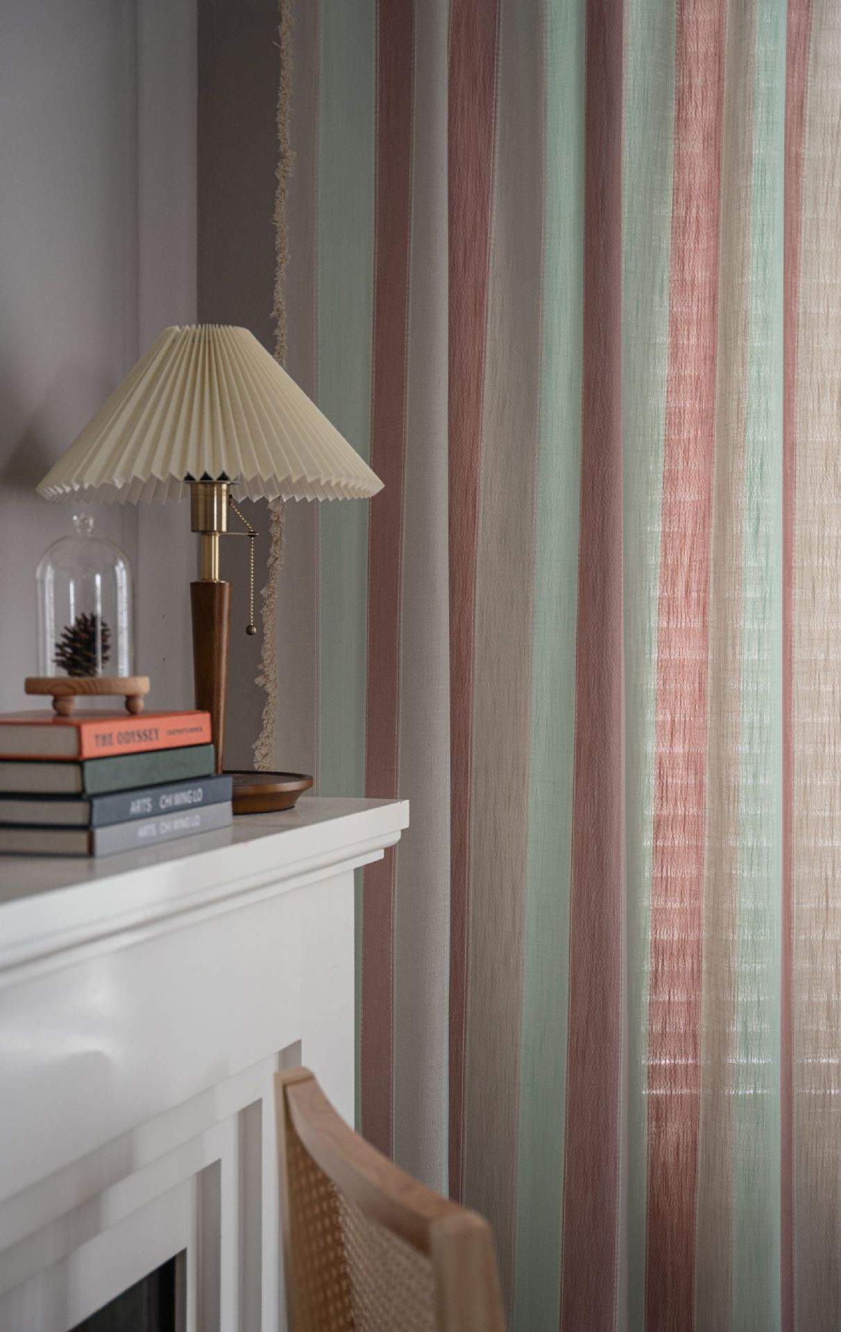 Pink stripes + white beard curtains